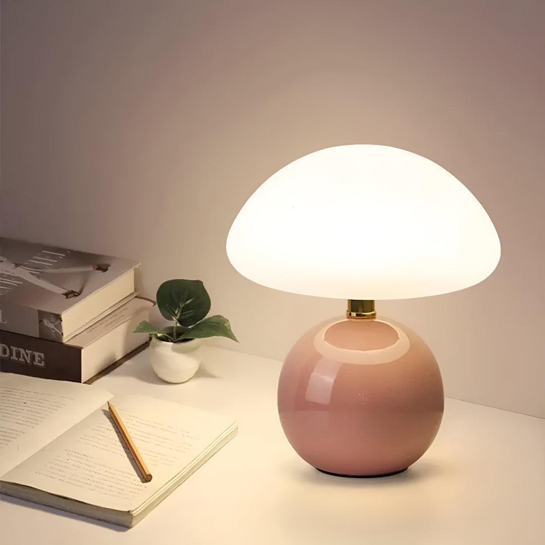 Scandinavian Blush Cloud Mushroom Shaped Table Lamp With Integrated Ambient Lighting