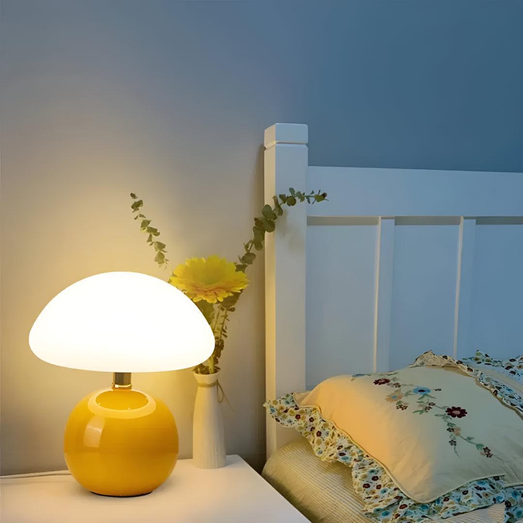 Scandinavian Blush Cloud Mushroom Shaped Table Lamp With Integrated Ambient Lighting