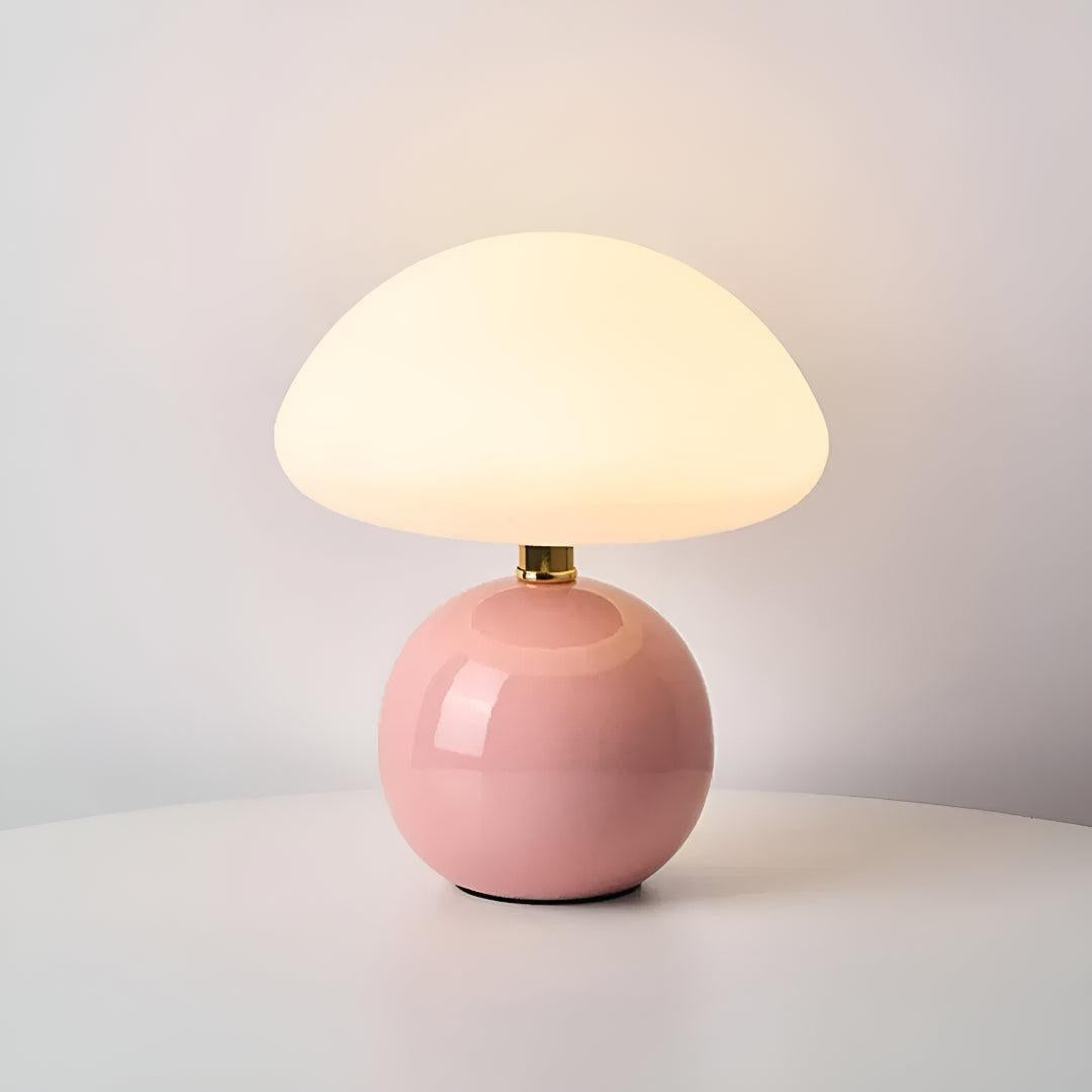 Scandinavian Blush Cloud Mushroom Shaped Table Lamp With Integrated Ambient Lighting
