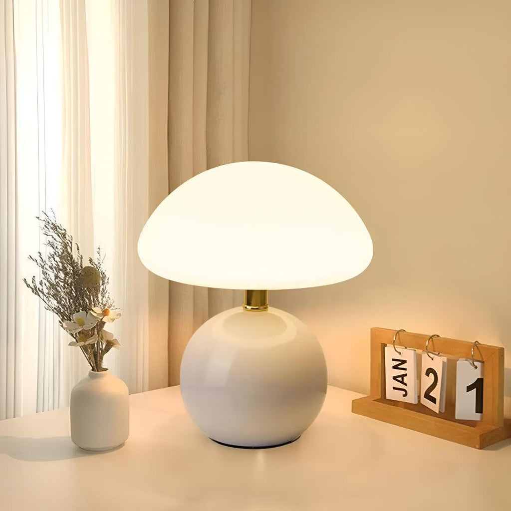 Scandinavian Blush Cloud Mushroom Shaped Table Lamp With Integrated Ambient Lighting