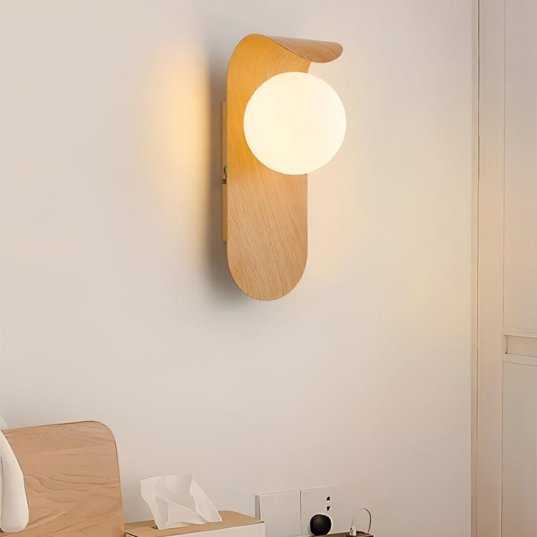 Scandinavian Minimalist Curved Wall Sconce Light Fixture With Frosted Glass Globe