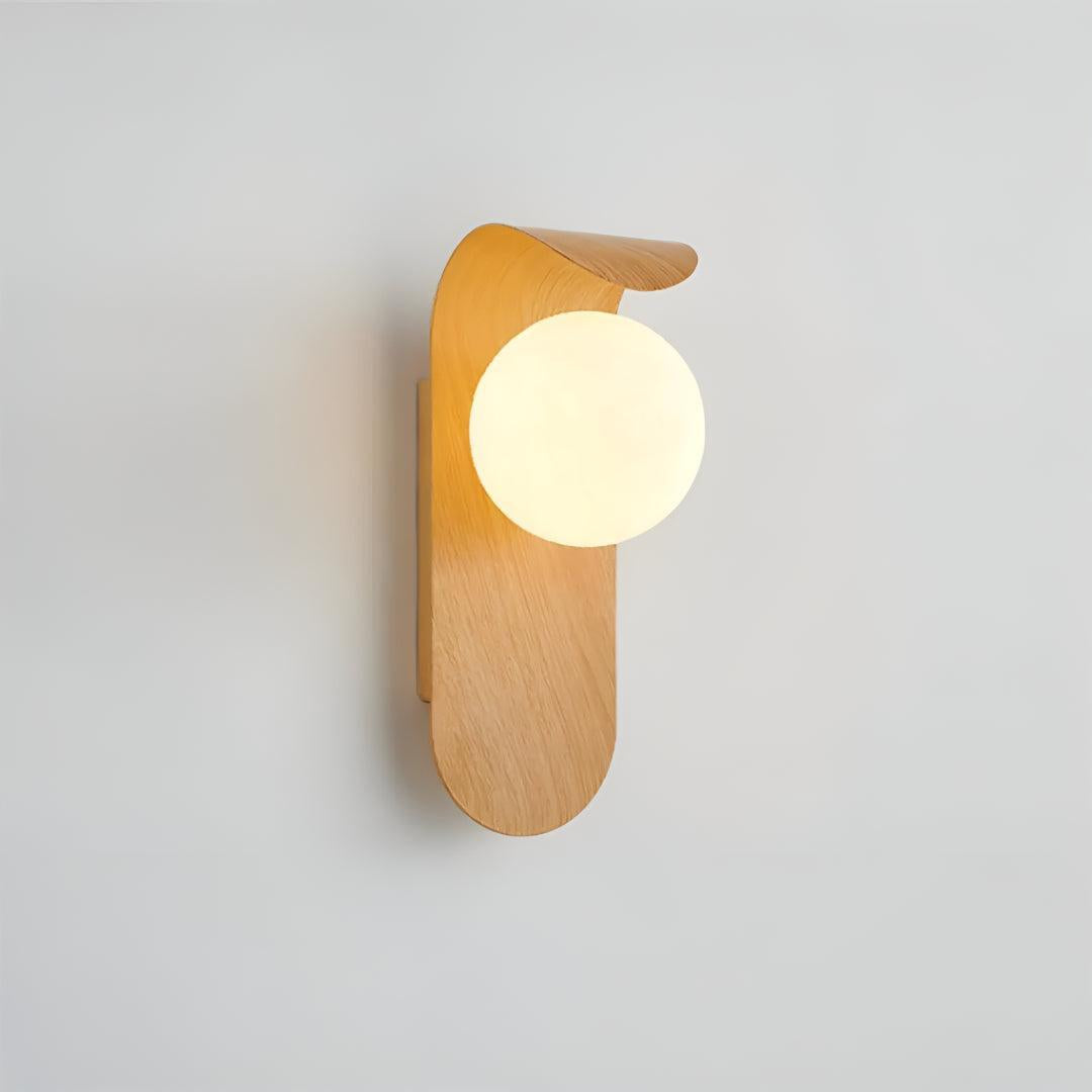 Scandinavian Minimalist Curved Wall Sconce Light Fixture With Frosted Glass Globe