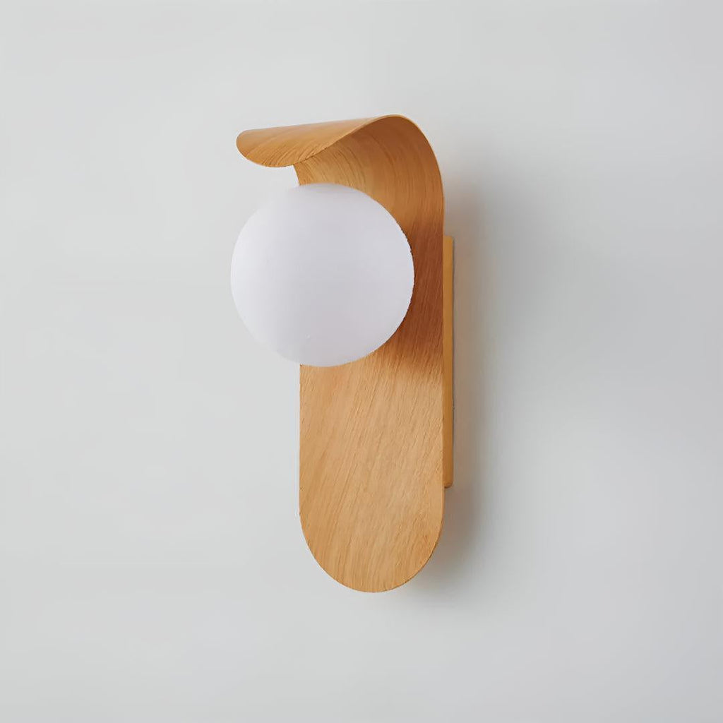 Scandinavian Minimalist Curved Wall Sconce Light Fixture With Frosted Glass Globe