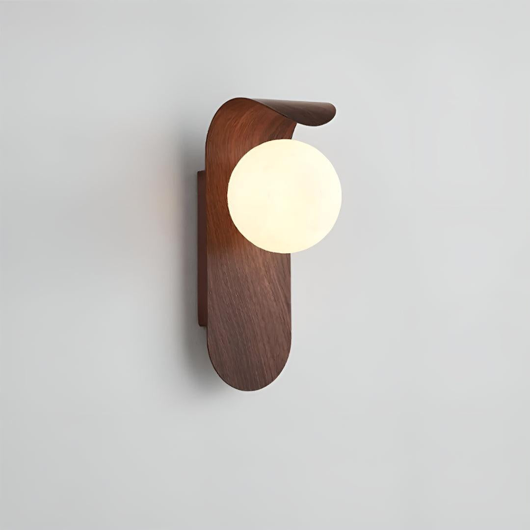 Scandinavian Minimalist Curved Wall Sconce Light Fixture With Frosted Glass Globe