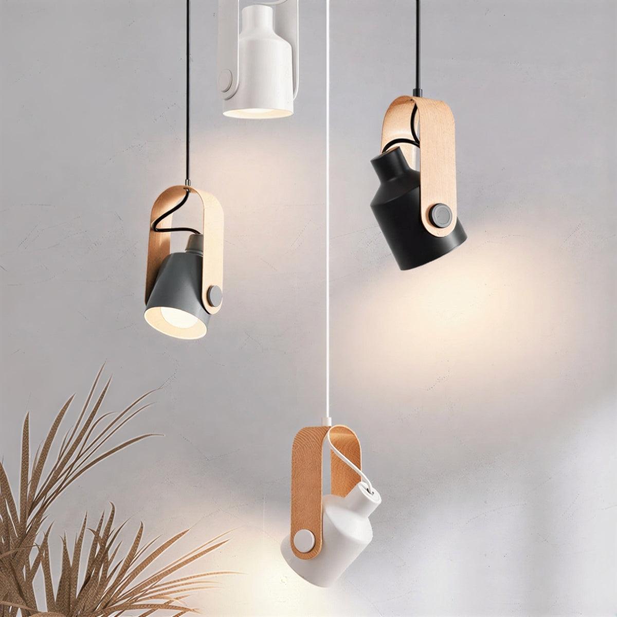 Scandinavian Pendant Light With Adjustable Swivel Spotlight Fixture
