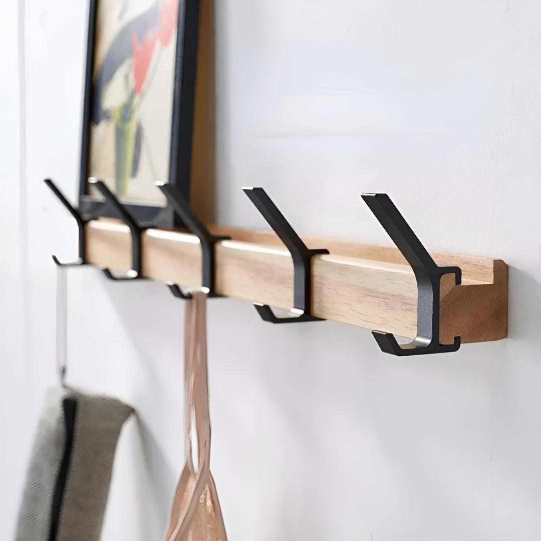 Scandinavian Wall Mounted Coat Rack Organizer With Multiple Hooks