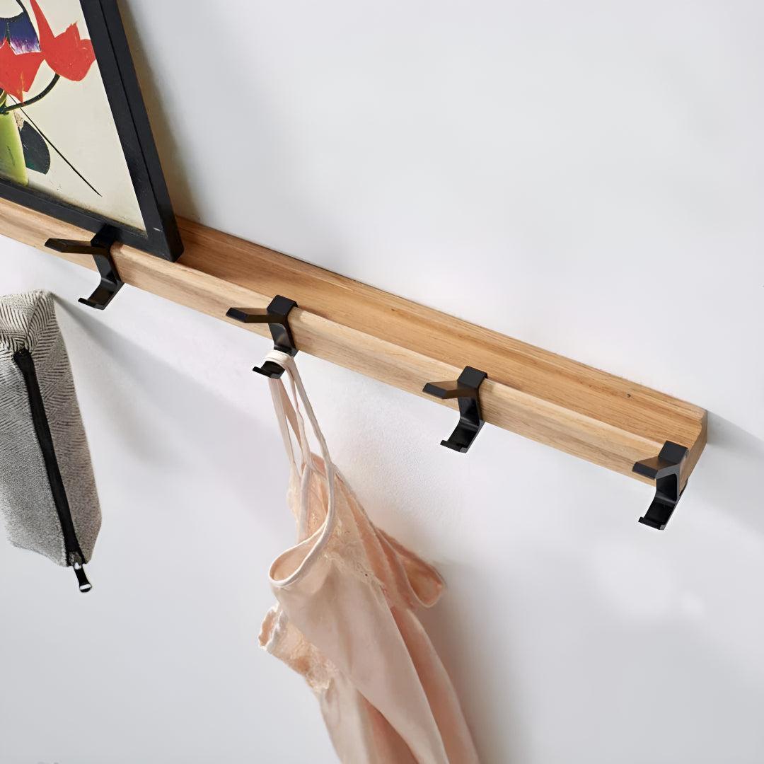 Scandinavian Wall Mounted Coat Rack Organizer With Multiple Hooks