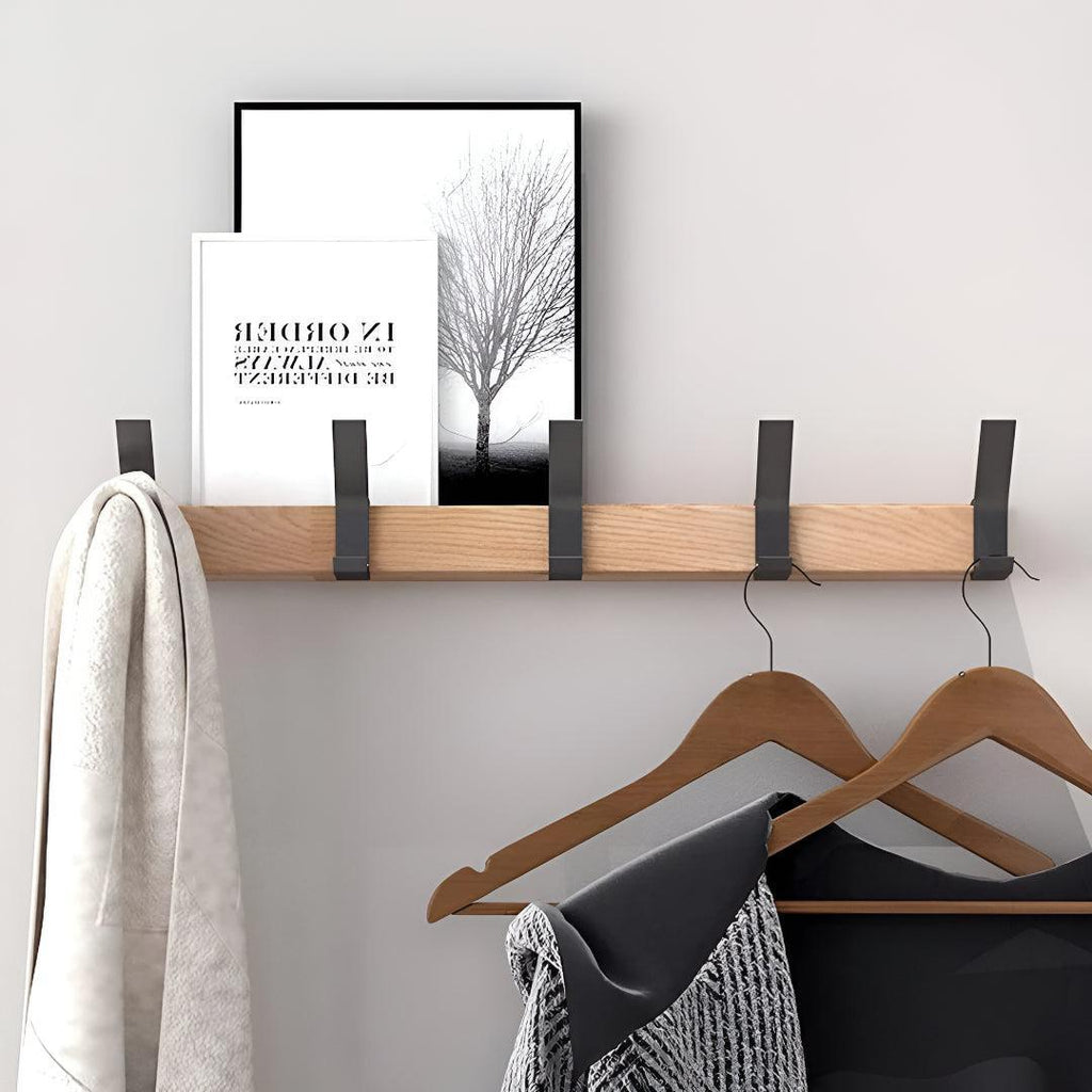 Scandinavian Wall Mounted Coat Rack Organizer With Multiple Hooks