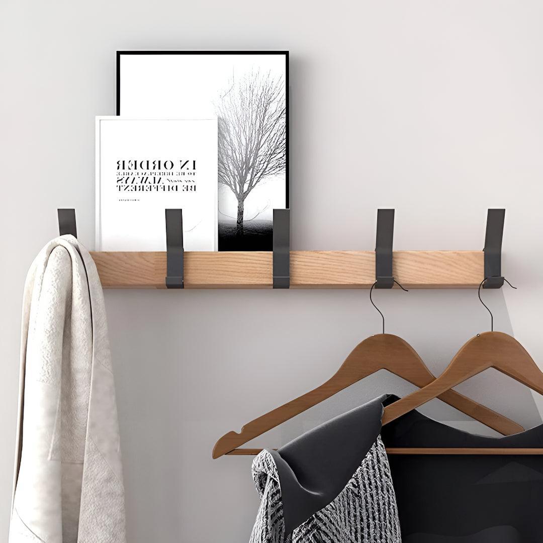 Scandinavian Wall Mounted Coat Rack Organizer With Multiple Hooks