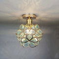 Semi Flush Mount Floral Glass Ceiling Light Fixture With Decorative Petal Shade