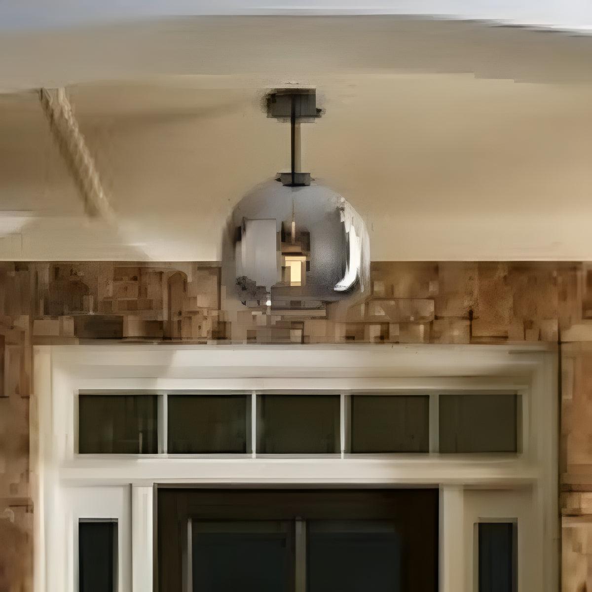 Semi Flush Retro Mount Globe Ceiling Light Fixture with Glass Shade