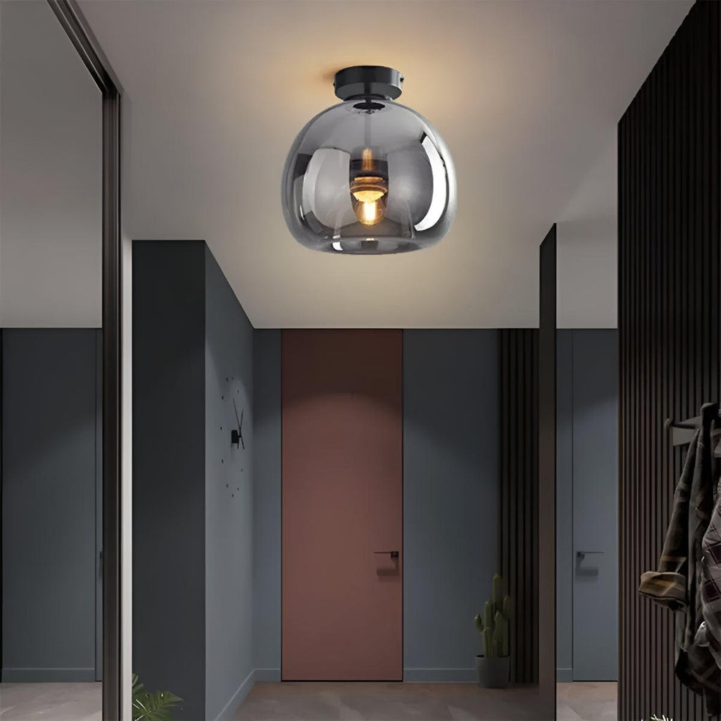 Semi Flush Retro Mount Globe Ceiling Light Fixture with Glass Shade