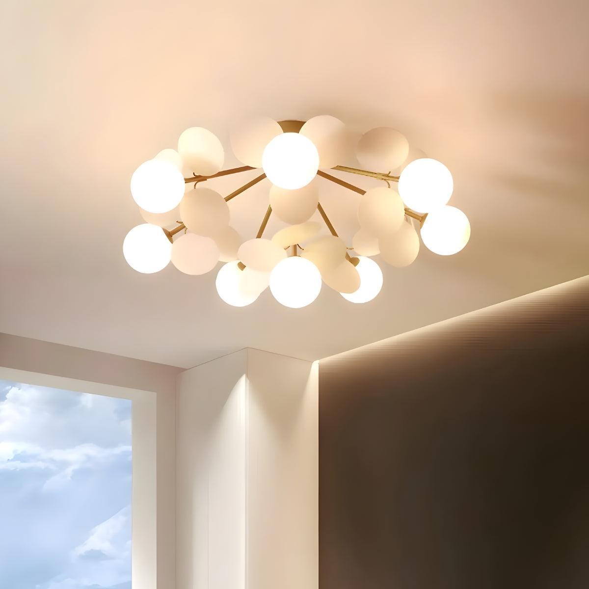 Semi Flush Spherical Globe Mount Ceiling Light Fixture