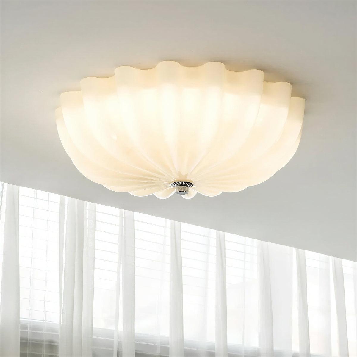 Shell Styled Flush Mount Ceiling Light Fixture WIth Scalloped Design
