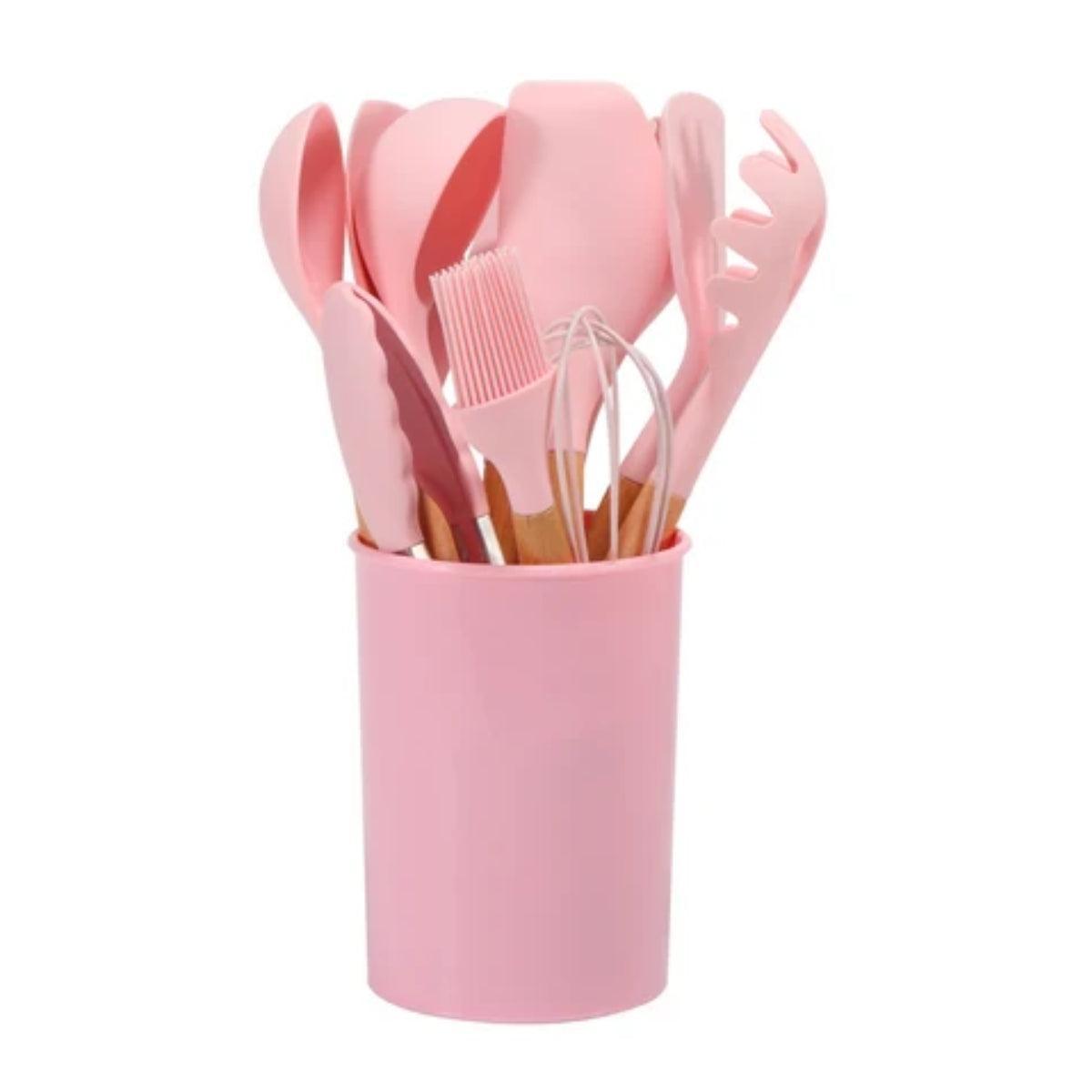 Silicone Kitchen Cooking Utensils Set With Utensil Holder For Everyday Meal Preparation