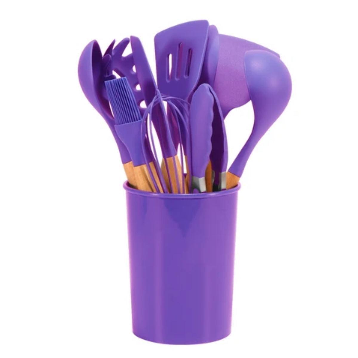 Silicone Kitchen Cooking Utensils Set With Utensil Holder For Everyday Meal Preparation