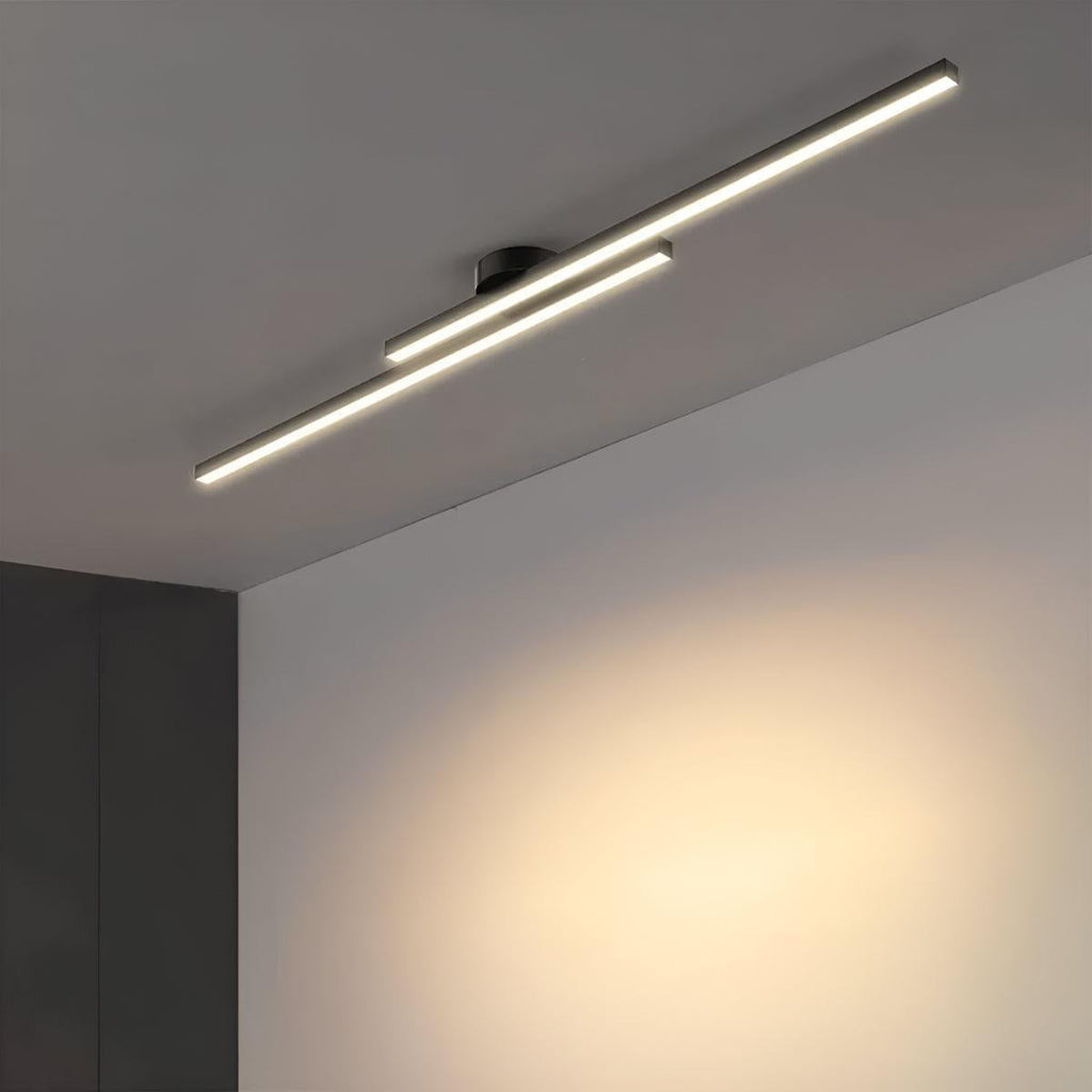 Slim Linear LED Flush Mount Ceiling Light Fixture With Dual Bar Design