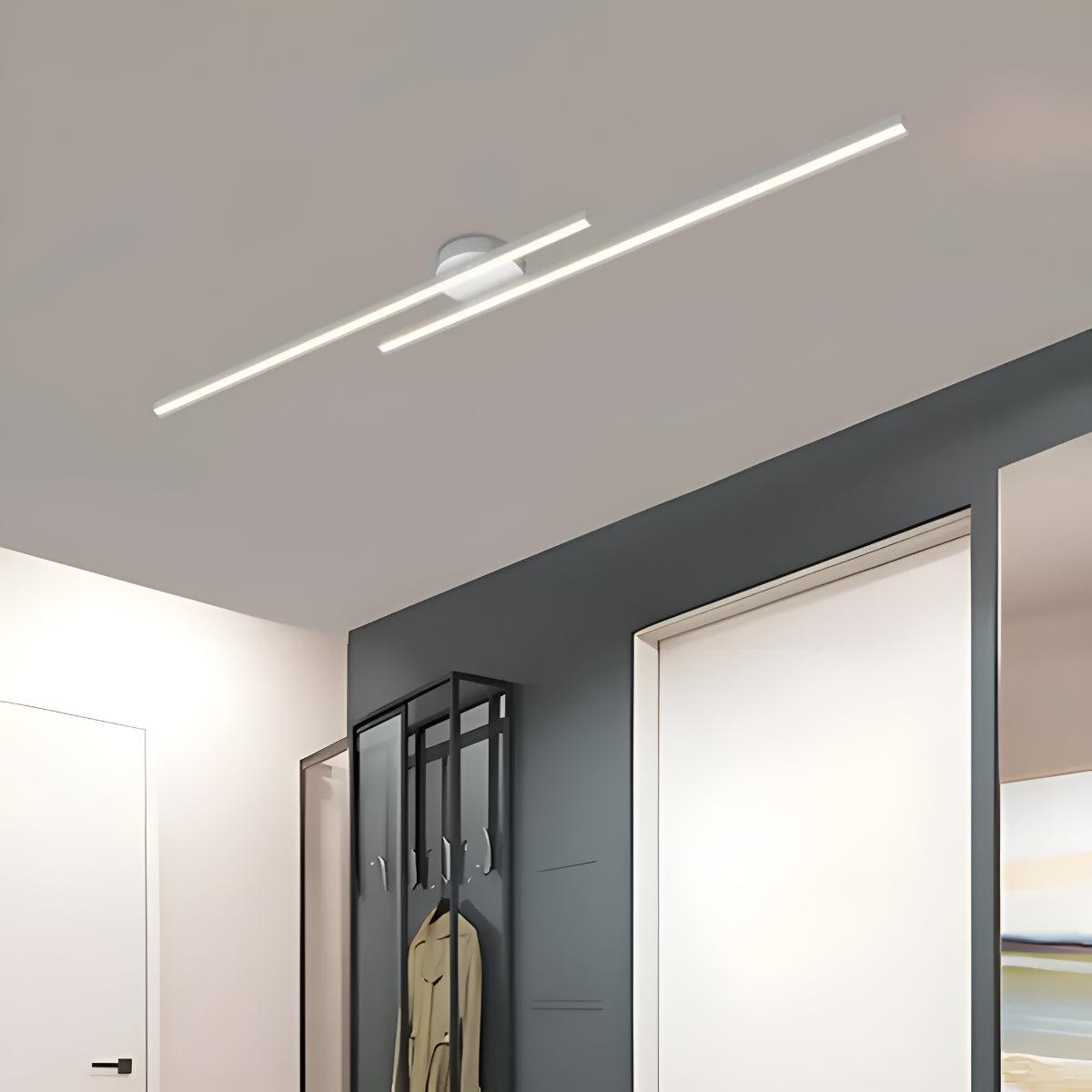 Slim Linear LED Flush Mount Ceiling Light Fixture With Dual Bar Design