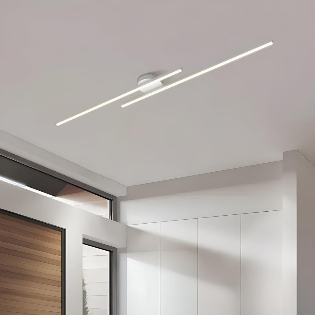 Slim Linear LED Flush Mount Ceiling Light Fixture With Dual Bar Design