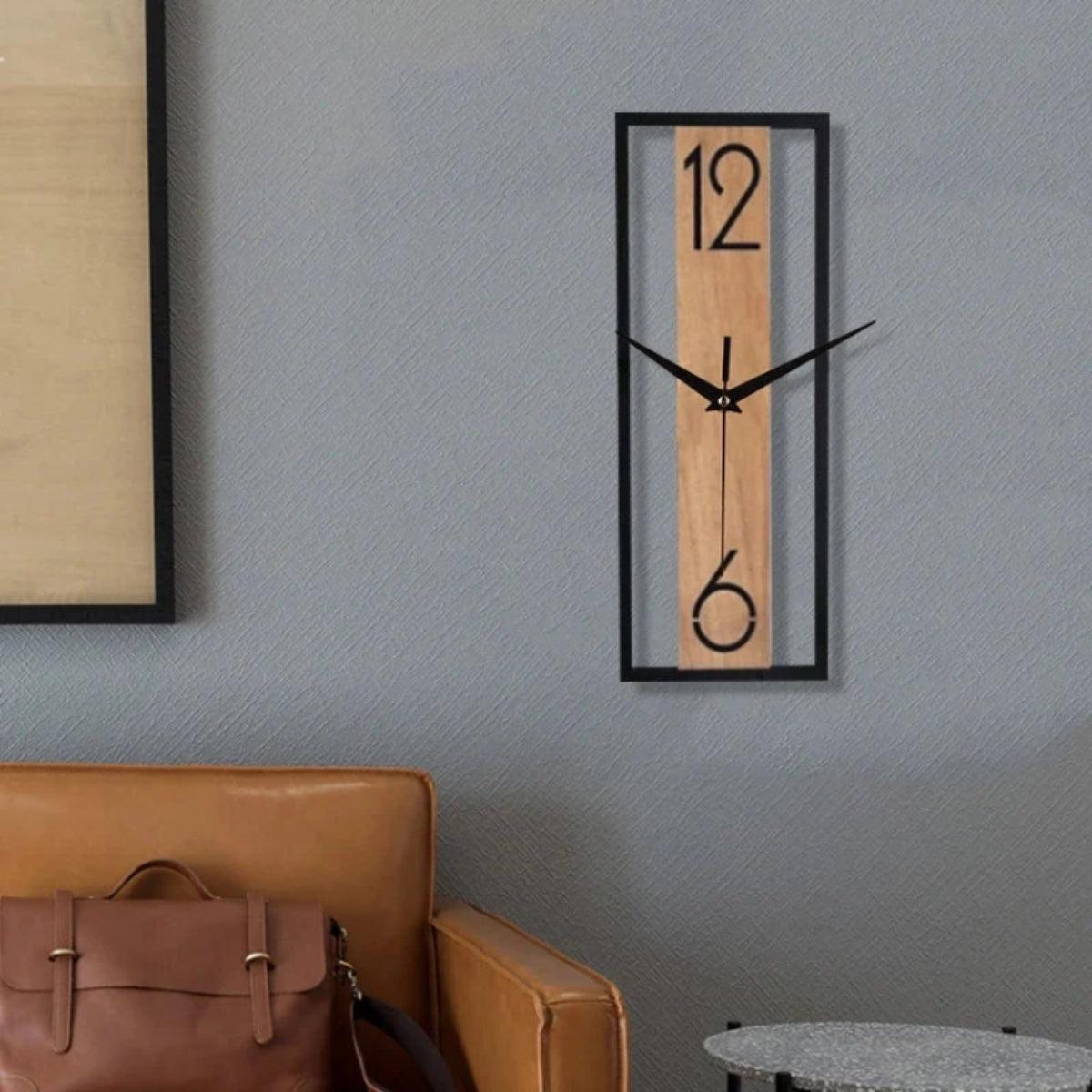 Slim Rectangular Wall Clock With Silent Ticking