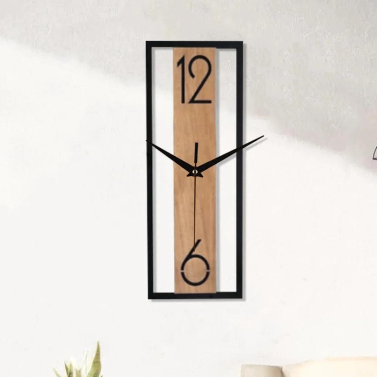 Slim Rectangular Wall Clock With Silent Ticking
