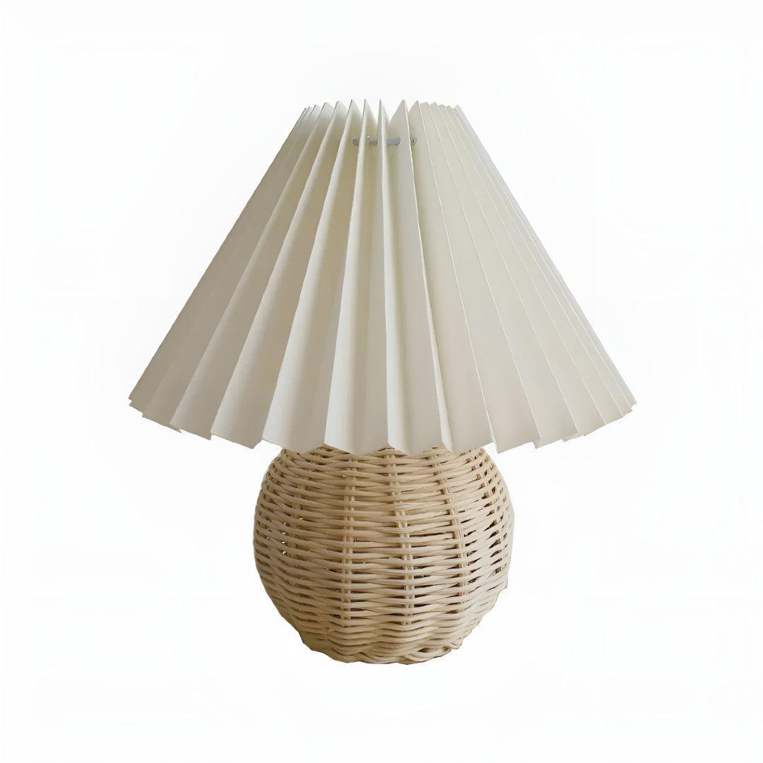 Small Woven Table Lamp Light With Pleated Shade