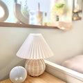 Small Woven Table Lamp Light With Pleated Shade