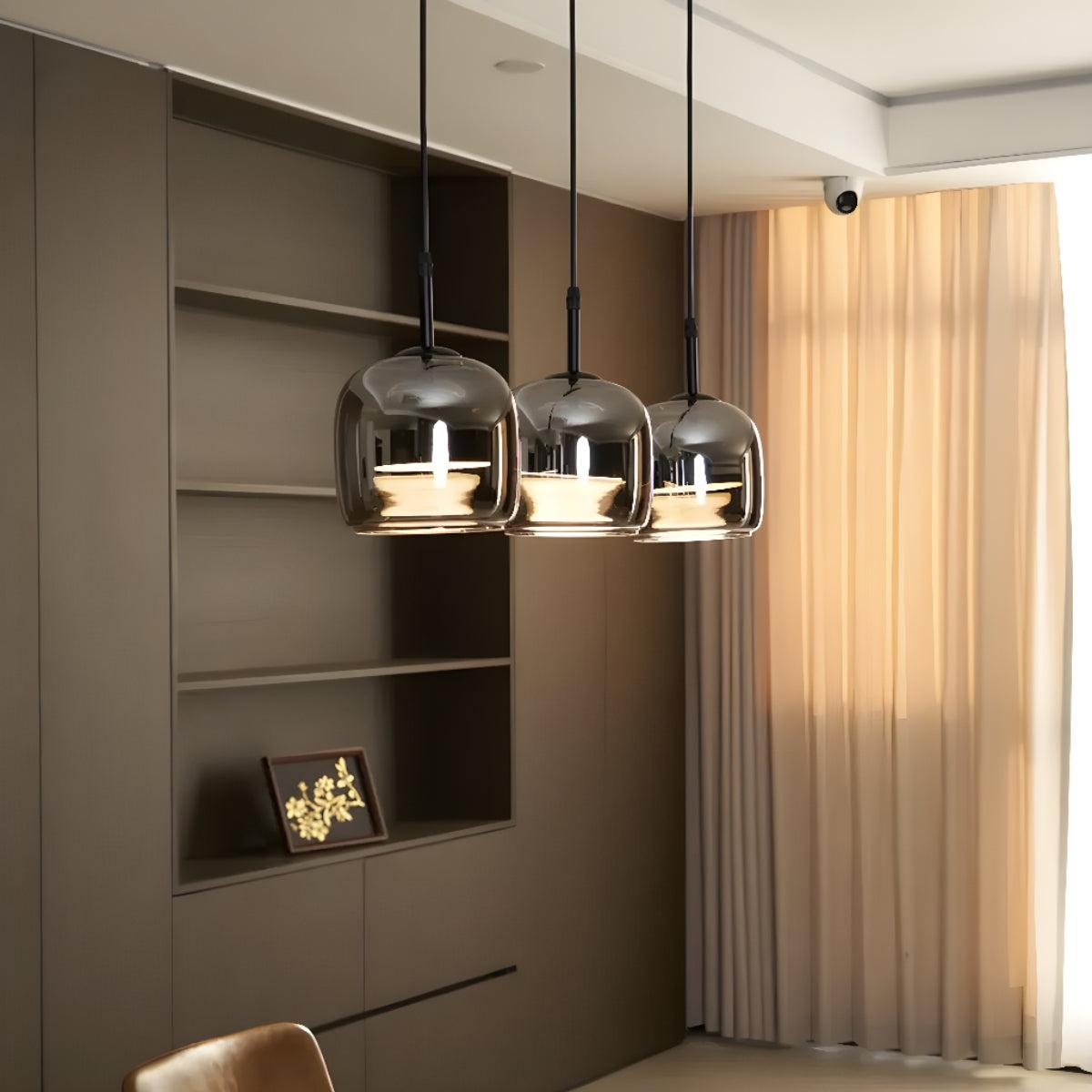 Smoked Glass Hanging Pendant Light for Kitchen Island and Dining Room Ceiling