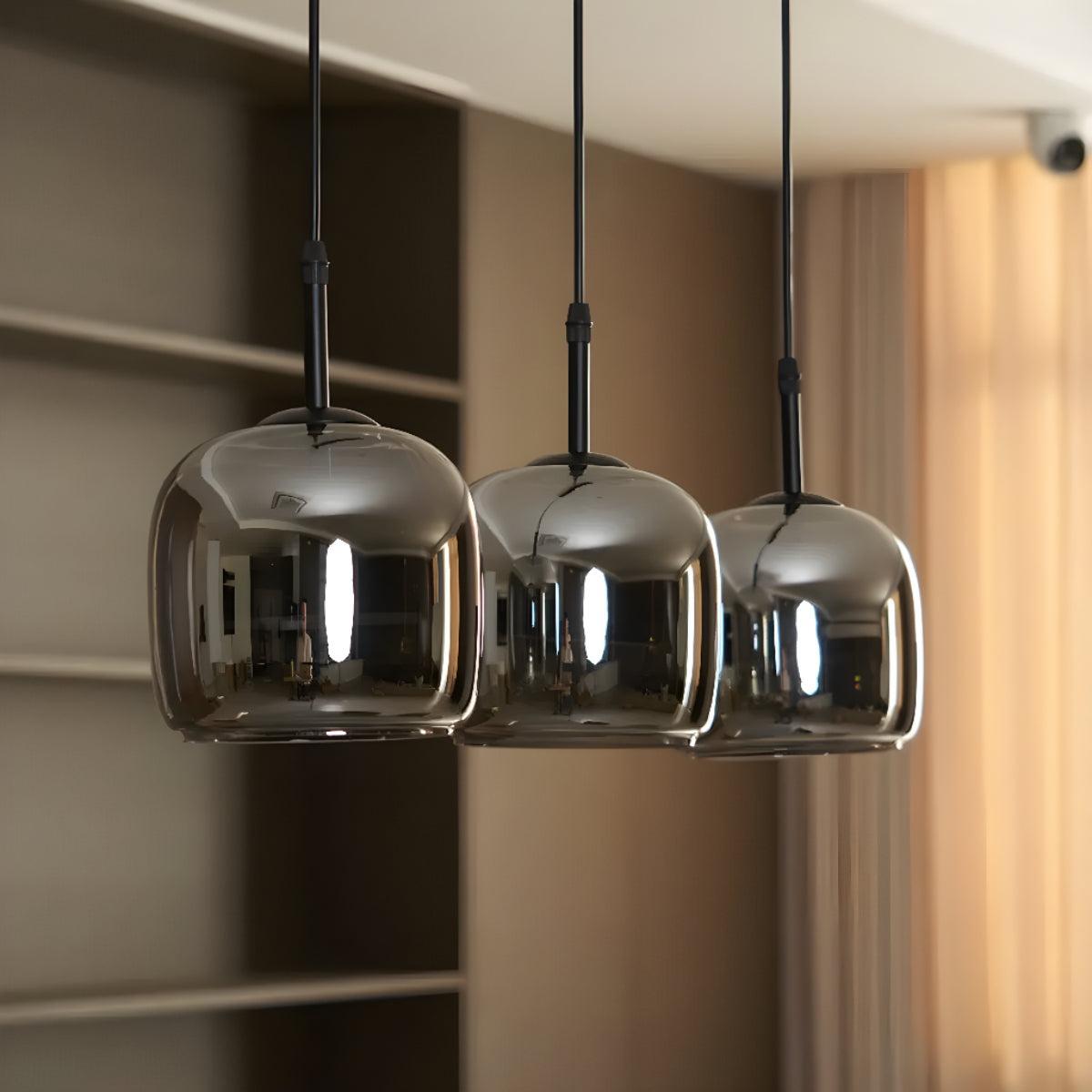 Smoked Glass Hanging Pendant Light for Kitchen Island and Dining Room Ceiling