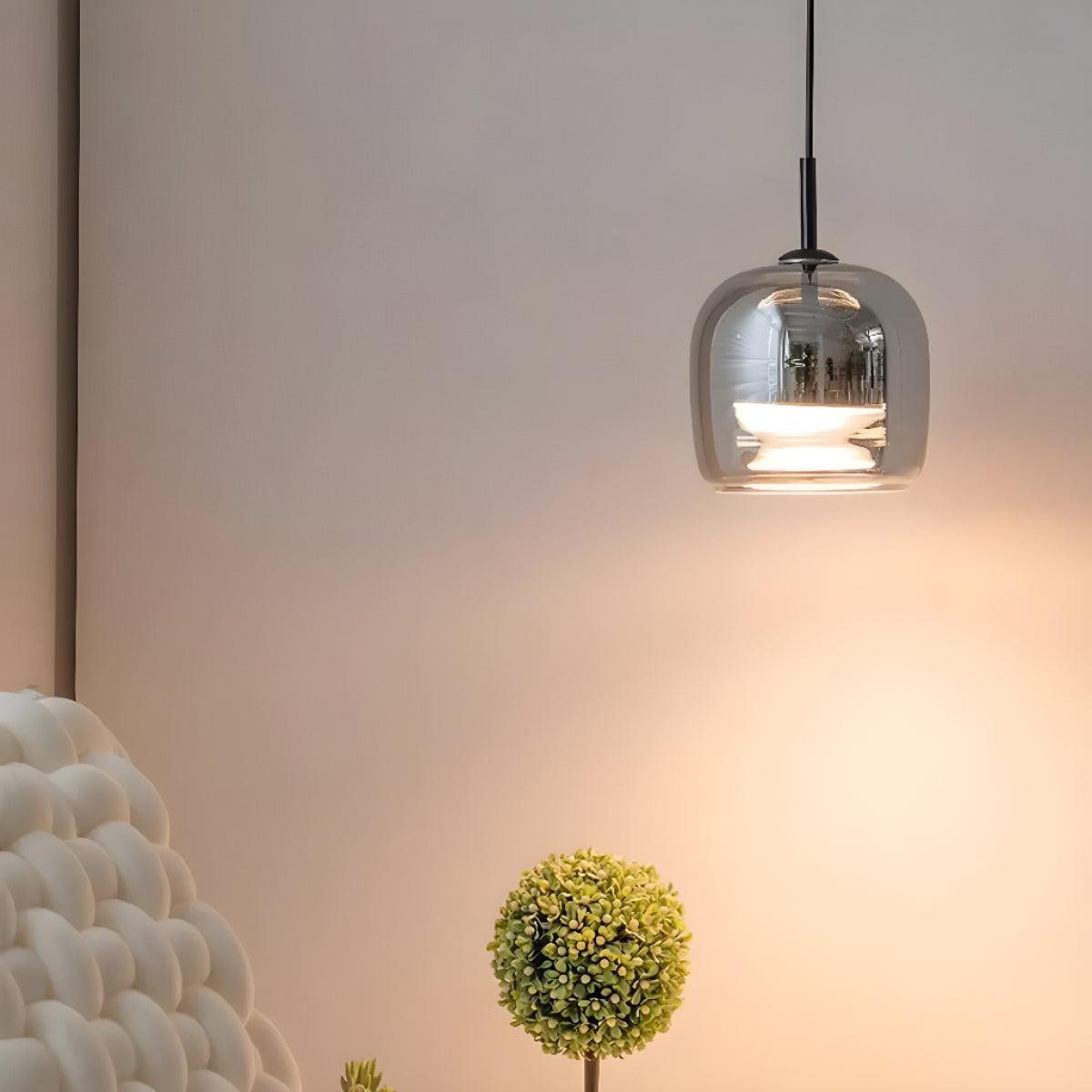 Smoked Glass Hanging Pendant Light for Kitchen Island and Dining Room Ceiling