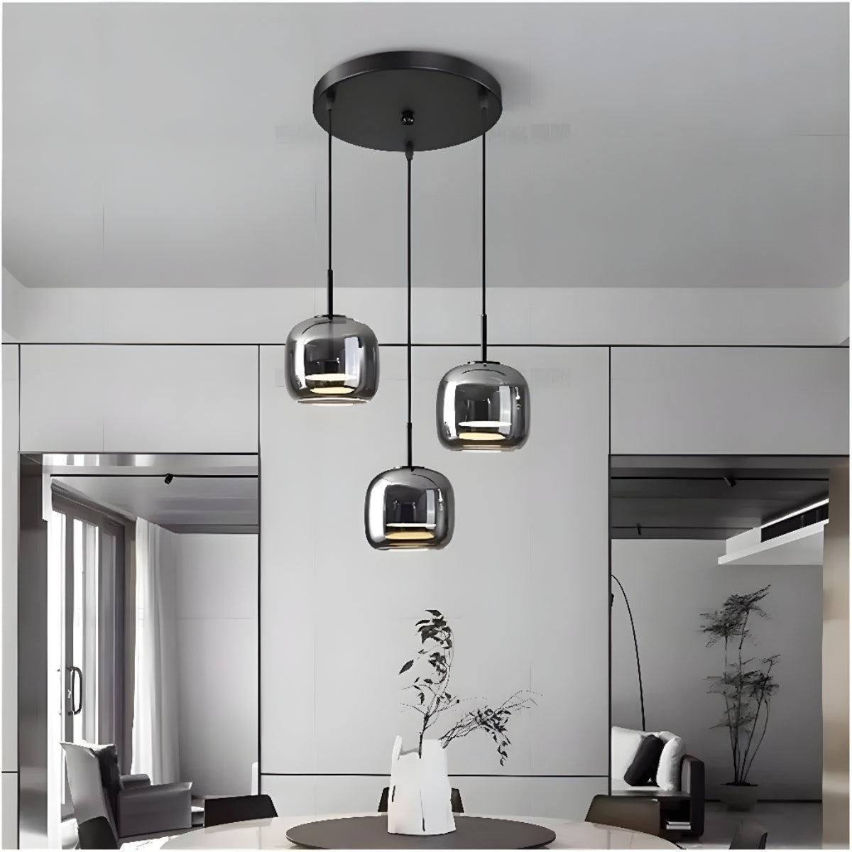 Smoked Glass Hanging Pendant Light for Kitchen Island and Dining Room Ceiling