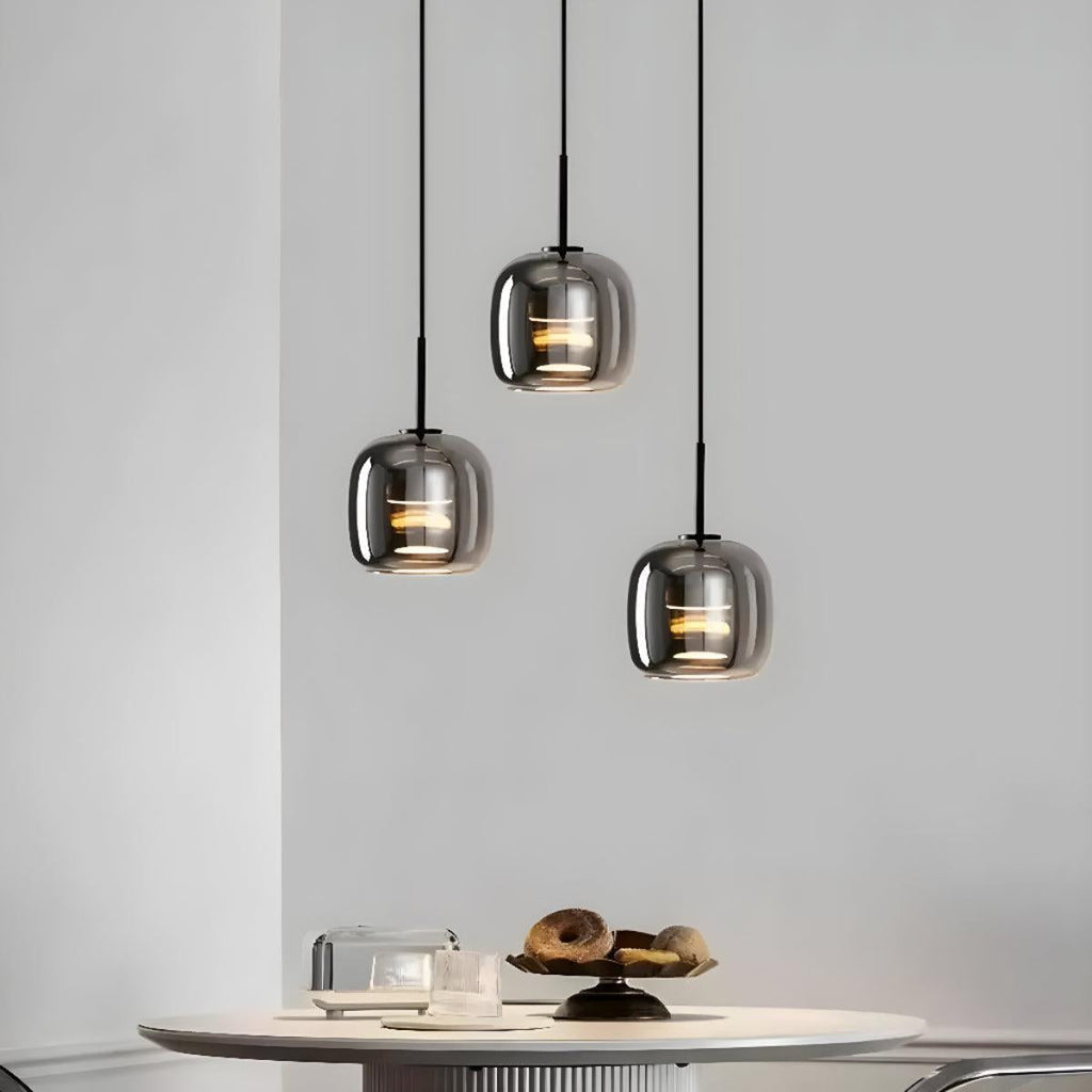 Smoked Glass Hanging Pendant Light for Kitchen Island and Dining Room Ceiling