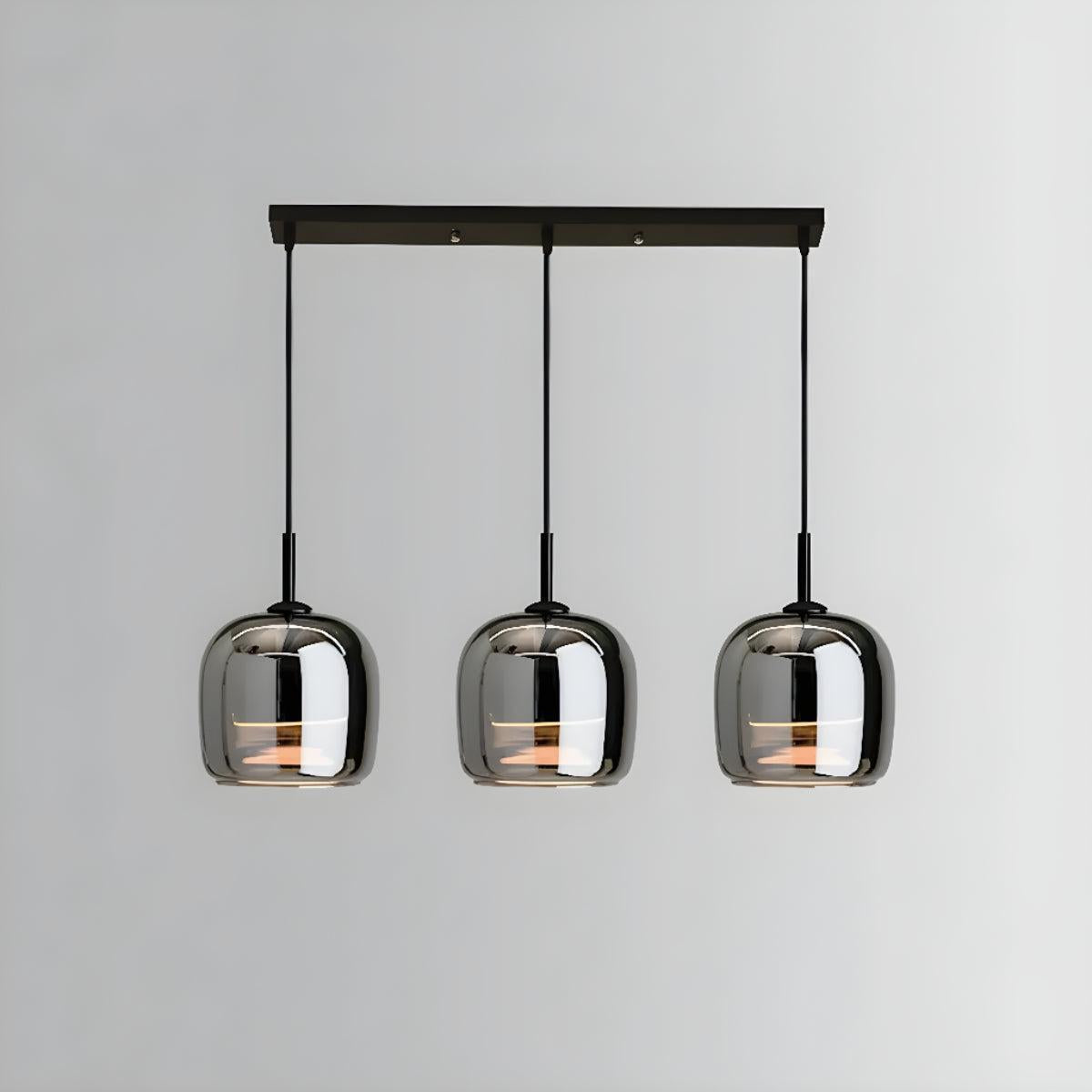 Smoked Glass Hanging Pendant Light for Kitchen Island and Dining Room Ceiling
