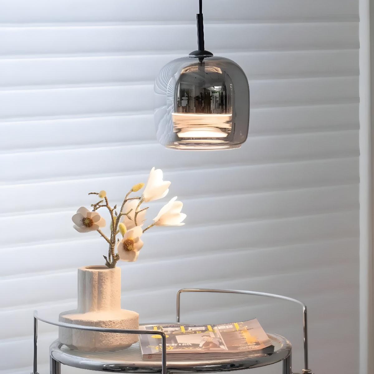 Smoked Glass Hanging Pendant Light for Kitchen Island and Dining Room Ceiling