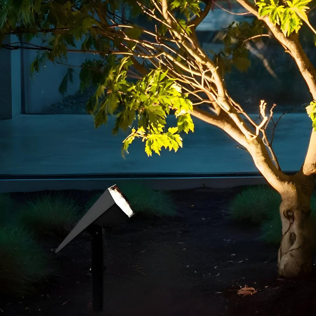 Solar Powered Outdoor Landscape Light With Stake To Put In Ground And Adjustable Head Spotlight