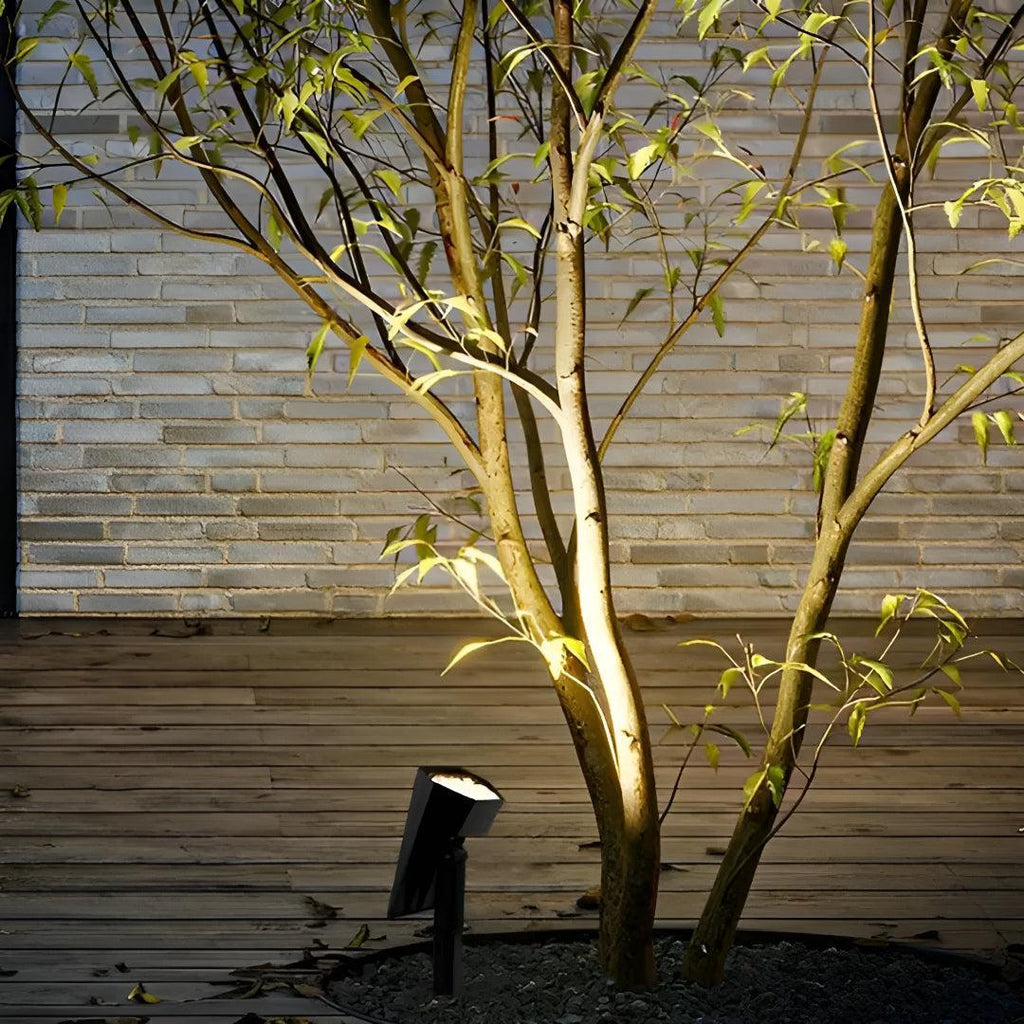 Solar Powered Outdoor Landscape Light With Stake To Put In Ground And Adjustable Head Spotlight