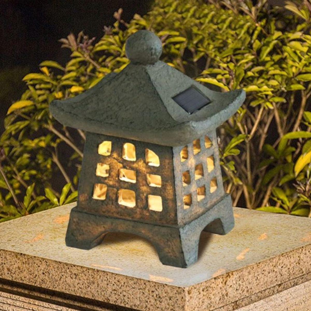 Solar Powered Pagoda Garden Light For Outdoors