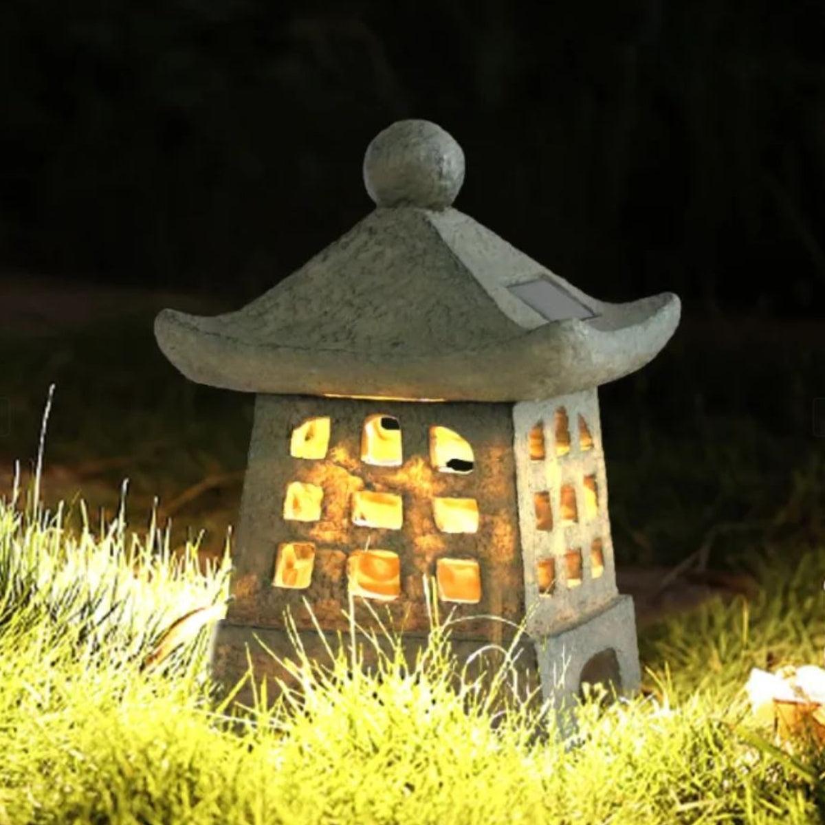 Solar Powered Pagoda Garden Light For Outdoors