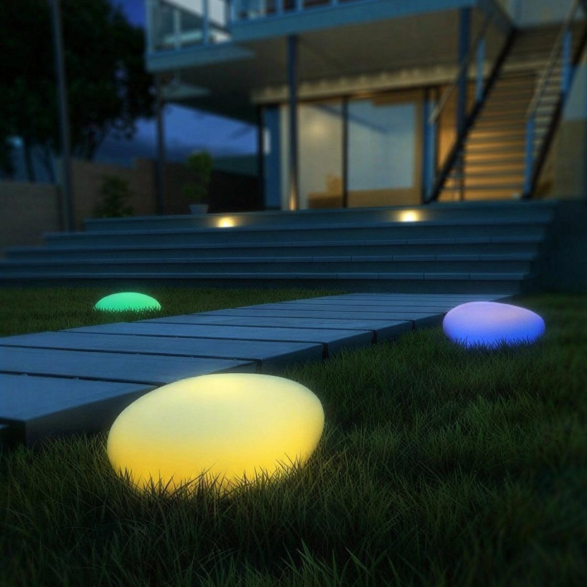 Solar Powered Stone Rock Garden Path Light For Outdoor Landscape Illumination