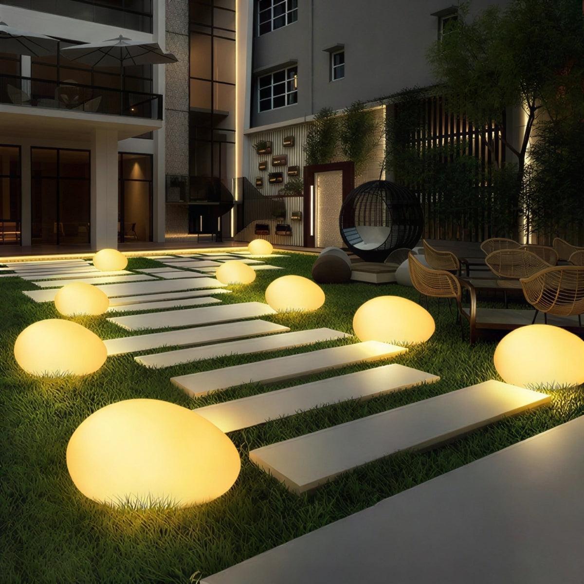 Solar Powered Stone Rock Garden Path Light For Outdoor Landscape Illumination