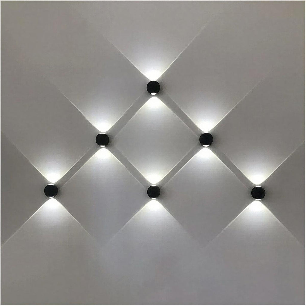 Spherical Exterior Outdoor Wall Light With Multi Beam And Geometric Pattern
