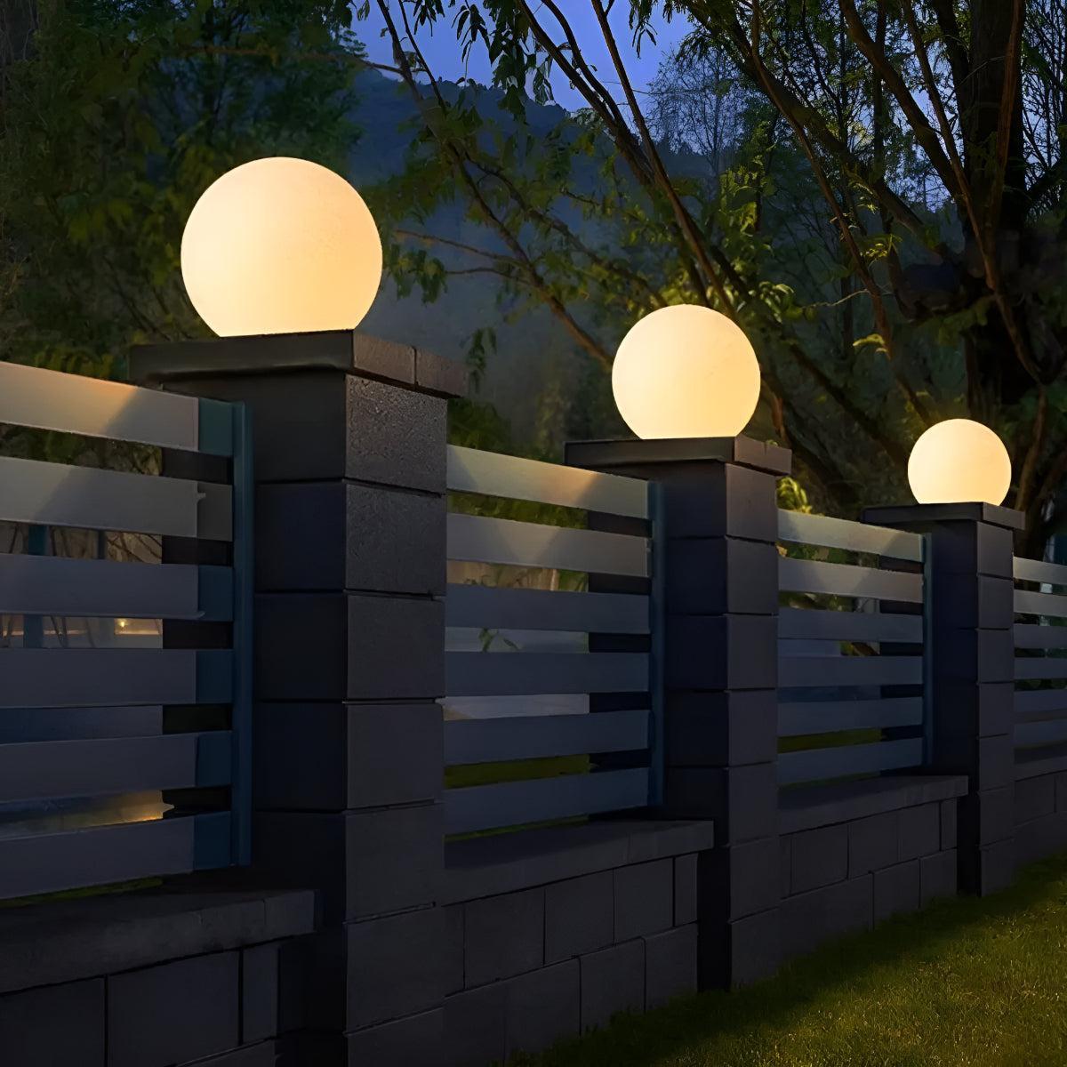 Spherical Moon Styled Outdoor Exterior Globe Pillar Light For Fences