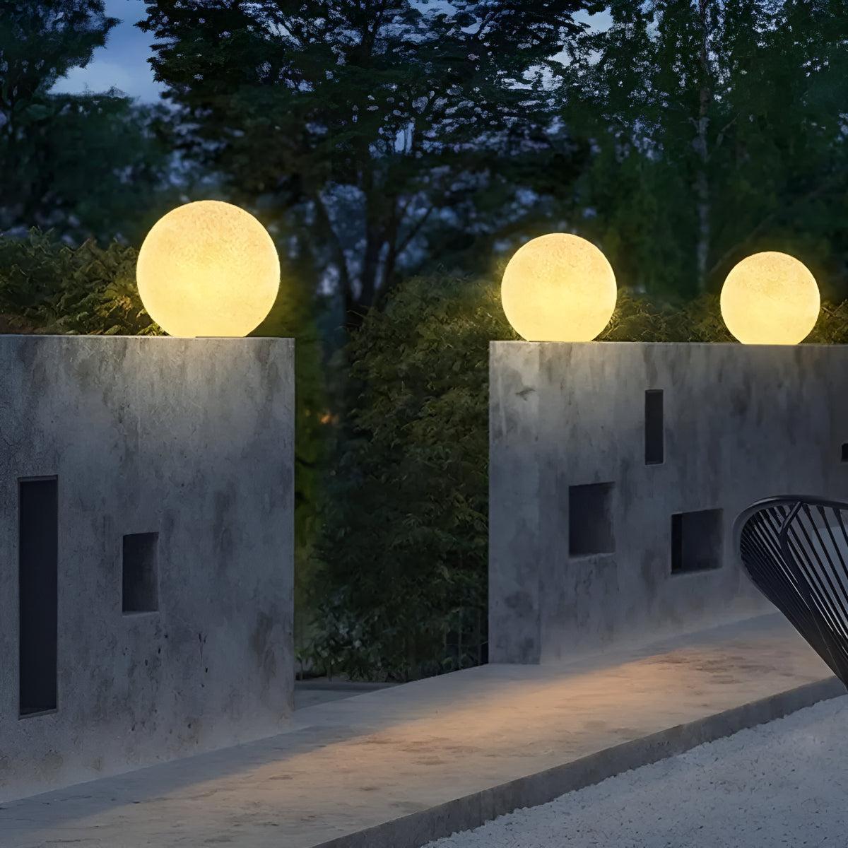 Spherical Moon Styled Outdoor Exterior Globe Pillar Light For Fences