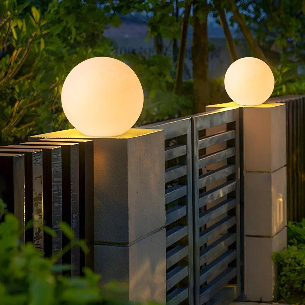 Spherical Moon Styled Outdoor Exterior Globe Pillar Light For Fences