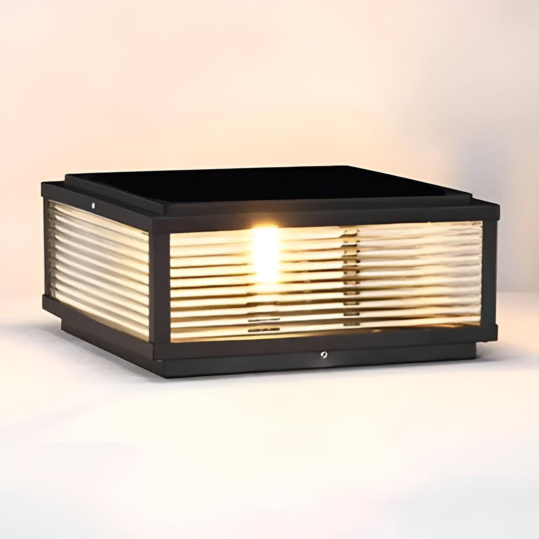 Square Box Ribbed Post Light For Outdoor Exterior Pillar Mount