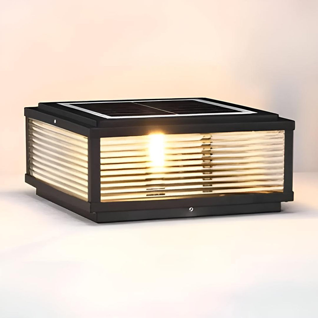 Square Box Ribbed Post Light For Outdoor Exterior Pillar Mount