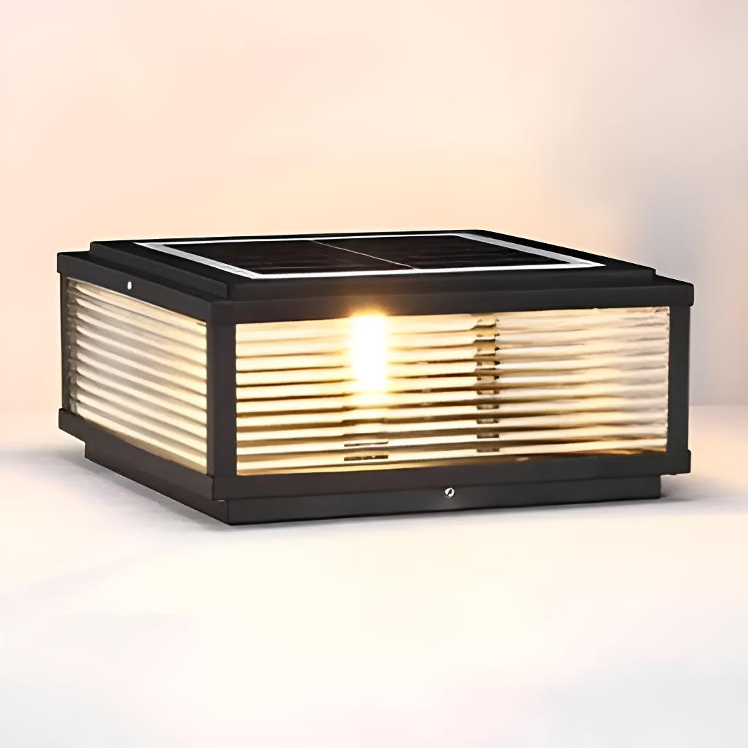 Square Box Ribbed Post Light For Outdoor Exterior Pillar Mount