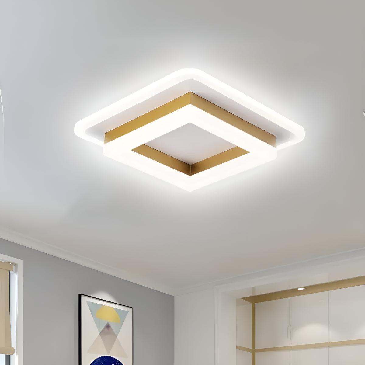 Square Flush Mount Ceiling Light Fixture With Modern Design