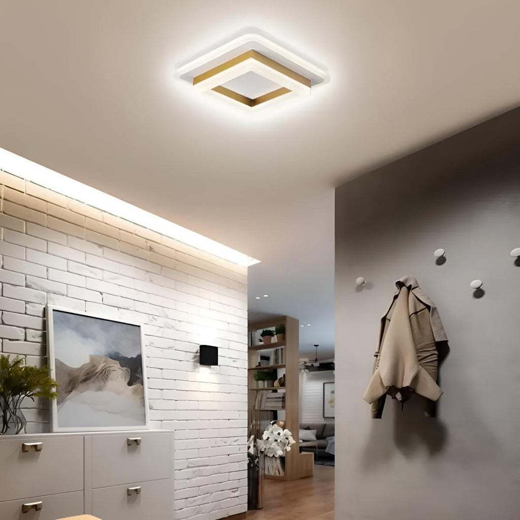 Square Flush Mount Ceiling Light Fixture With Modern Design