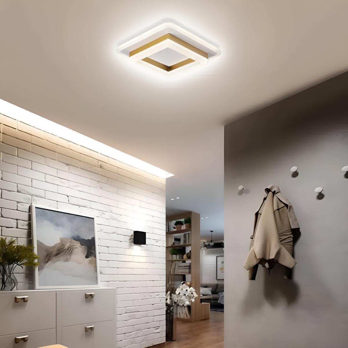 Square Flush Mount Ceiling Light Fixture With Modern Design